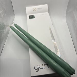 Yummi Candles 10” Handcrafted Sage Green Taper Candles Set of 12 NIB Wedding